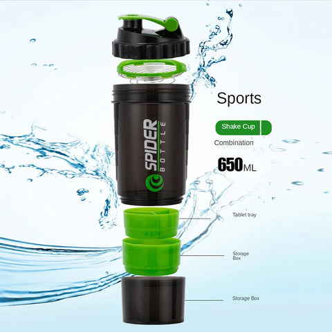 3 Layers Shaker Protein Bottle Powder Shake Cup Large Capacity Water Bottle Plastic Mixing Cup Body-Building Exercise Bottle Zen fit plus