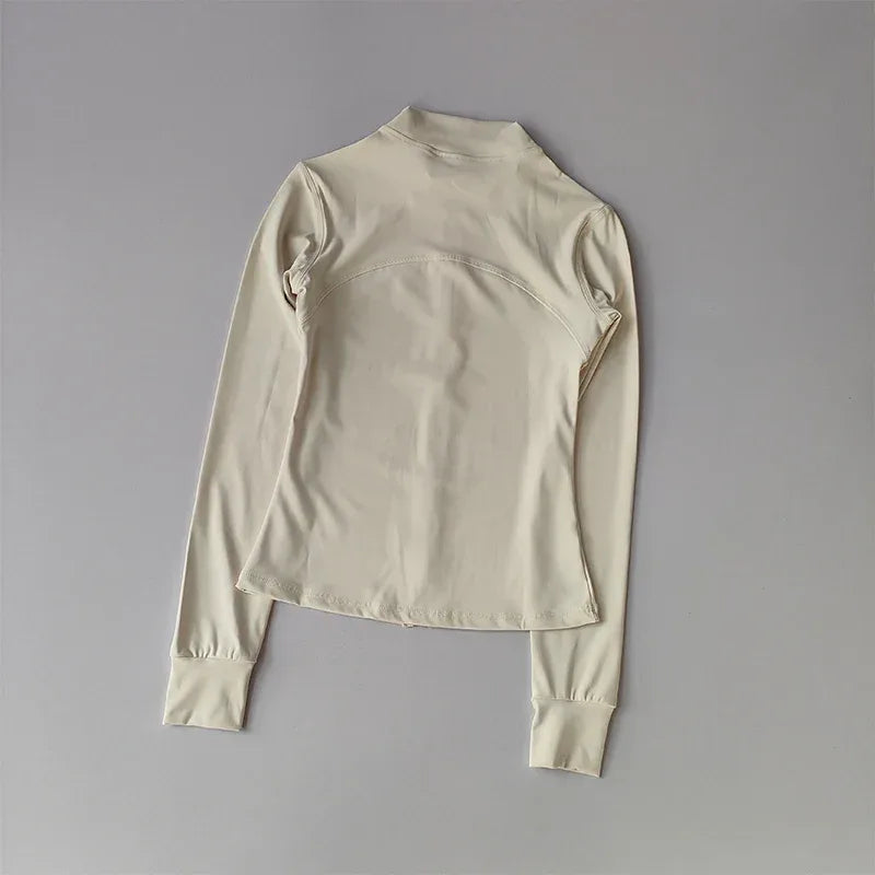 Yoga Suit Women's High-end Standing Collar Long Sleeved Sports Jacket Running Training Fitness Top Windproof Running Suit - Zen Fit Plus