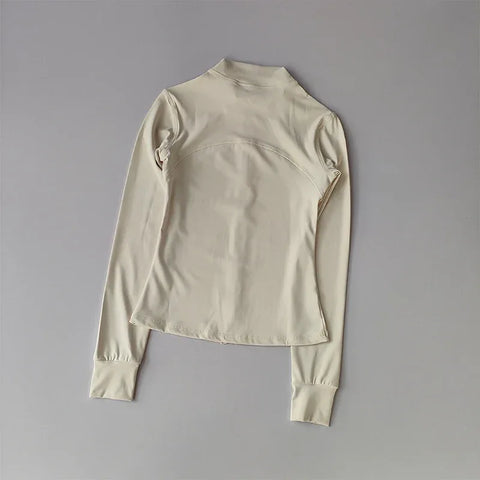 Yoga Suit Women's High-end Standing Collar Long Sleeved Sports Jacket Running Training Fitness Top Windproof Running Suit - Zen Fit Plus