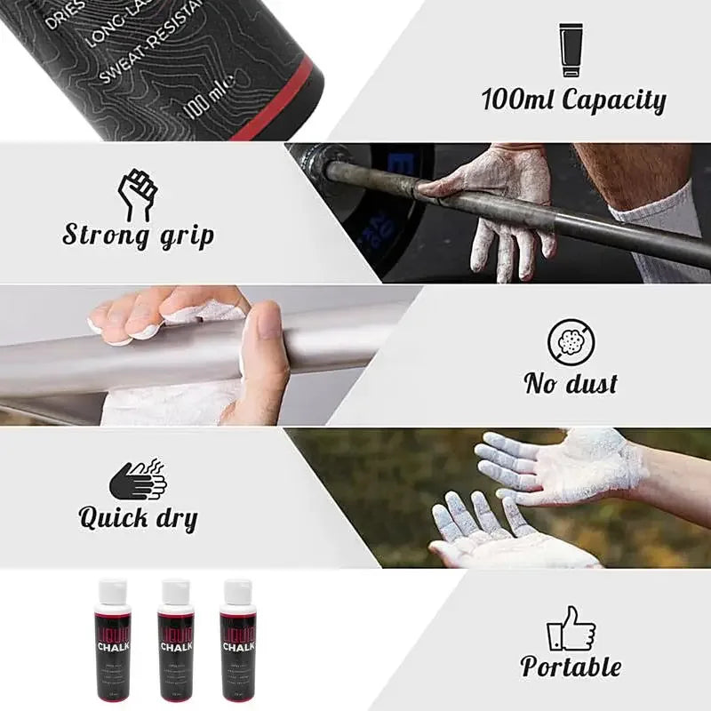 50ml/100ml Liquid Chalk Sweat-Resistant Workout Magnesium Powder Anti-slip Cream Grip Weight Lifting Climbing Gym Sports Chalk - Zen Fit Plus