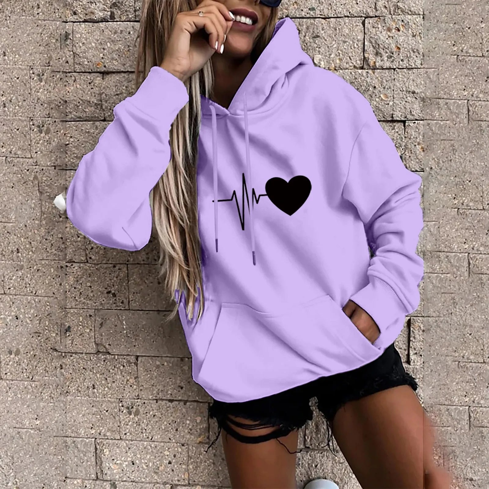 Women's Pullover Fashion Casual Fun Print Hooded Sweatshirt Loose Sports Tops Pullover Zen fit plus