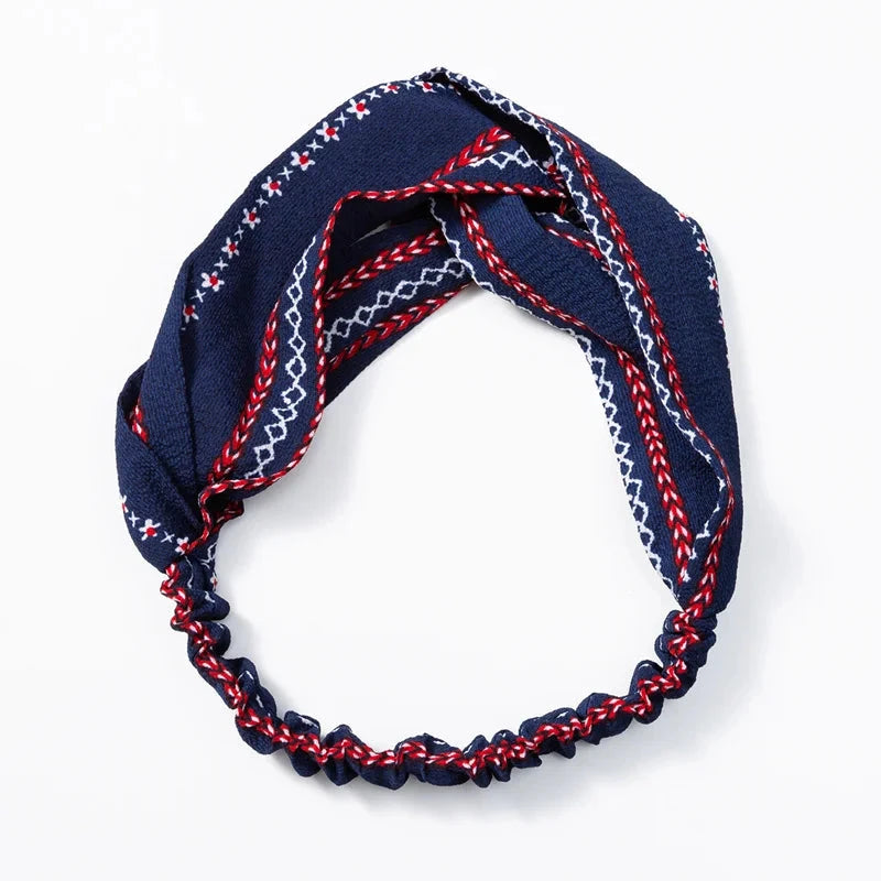 Fashion Women Girls Summer Bohemian Hair Bands Print Headbands Vintage Cross Turban Bandage Bandanas HairBands Hair Accessories Zen Fit Plus