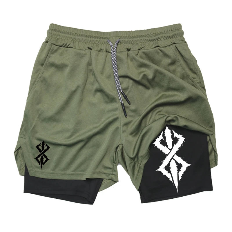 Summer Shorts for Men 2 in 1 Athletic Gym Workout Running Performance Shorts Print with Phone Pocket Quick Dry Breathable Zen fit plus