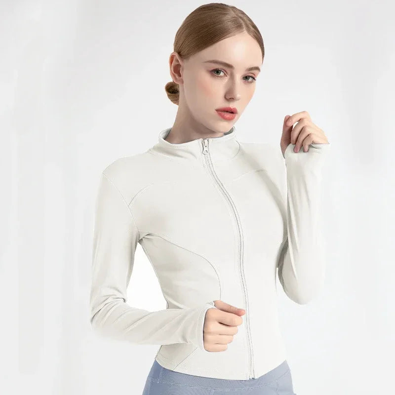 Women's Tracksuit Jacket Slim Fit Long Sleeved Fitness Coat Yoga Tops with Thumb Holes Gym Jacket Workout Sweatshirts 2024 S-3XL Zen fit plus