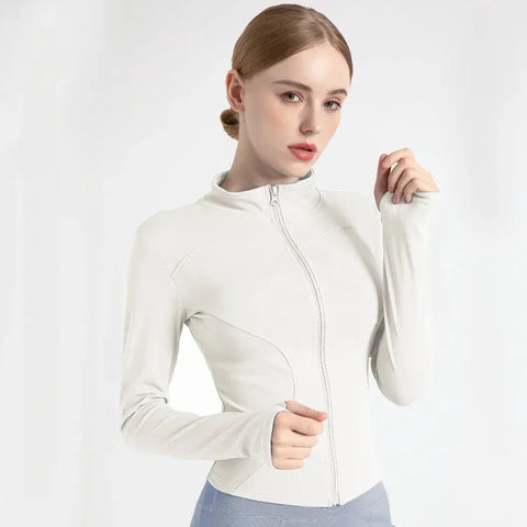 Women's Tracksuit Jacket Slim Fit Long Sleeved Fitness Coat Yoga Tops with Thumb Holes Gym Jacket Workout Sweatshirts 2024 S-3XL Zen fit plus