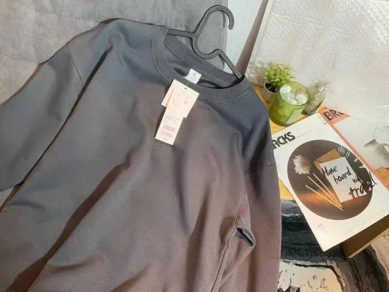 Thickened Fleece Cotton Hoodie Unisex Oversized round Neck Solid Color Couple's Sweatshirt Versatile Autumn Winter New Arrival - Zen Fit Plus