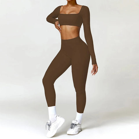 2PCS Yoga Suit Sports Set Women Quick-Drying Gym Set Women Tracksuit Running Workout Long Sleeve Sports Shirt Yoga Clothing Zen fit plus