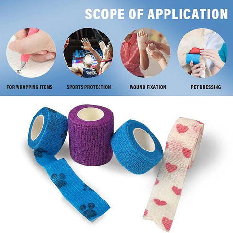 5Pcs/Set Elastic Self Sticking Bandage Wrap First Aid Sprain Elastic Cohesive Bandage Sports Injury Finger Bandage Wrap Adhesive - Zen Fit Plus