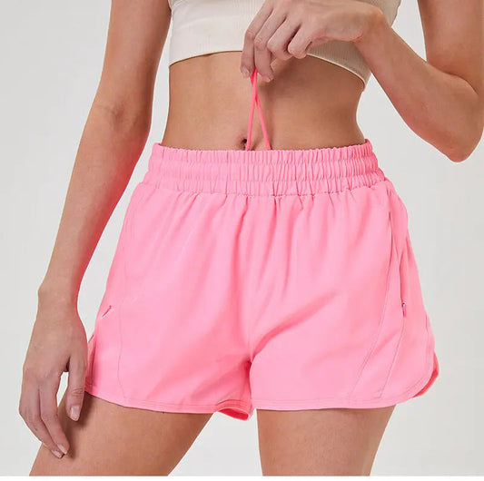 (S-2XL)2 in 1 Women Zipper Pocket Quick Dry Running Shorts 2 Layer Gym Yoga Fitness Badminton Tennis Training Sport Short Pants Zen fit plus