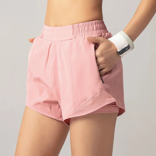 2024 Sport Shorts Women Sportswear Double-deck Running Shorts Yoga Bottoms Summer Gym Fitness Training Jogging Short Pants Zen fit plus