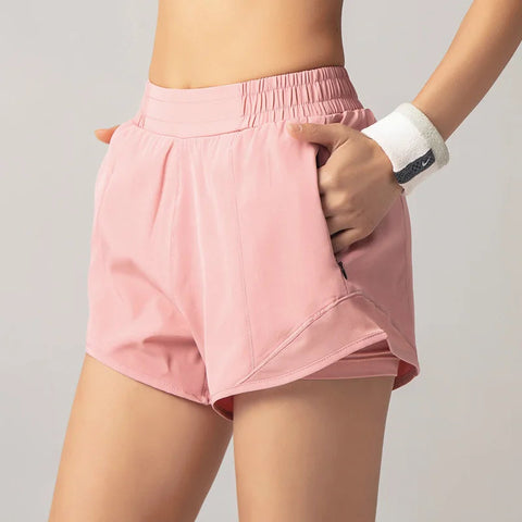 2024 Sport Shorts Women Sportswear Double-deck Running Shorts Yoga Bottoms Summer Gym Fitness Training Jogging Short Pants Zen fit plus