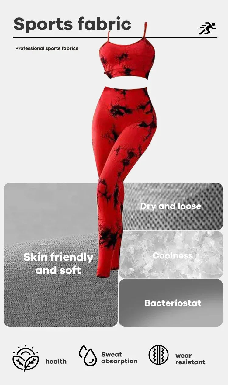 Tie Dye Yoga Women's Tracksuit Fitness Yoga Sets Sportswear Workout Bra+High Waist Leggings Gym Clothing Seamless Sports Suits - Zen Fit Plus