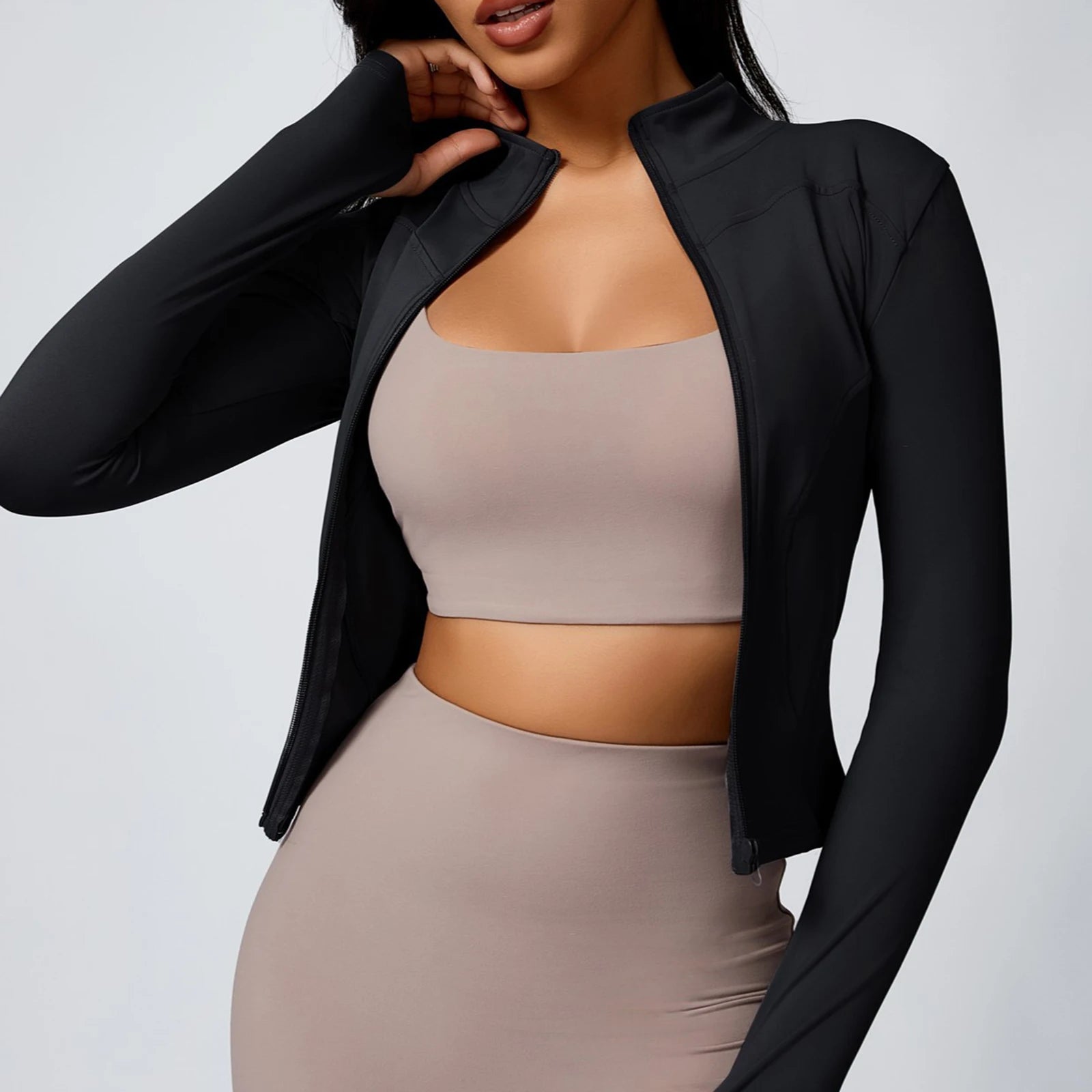 New Yoga Coat Women Short Sports Workout Jacket Solid Color Quick Dry Lightweight Zip Up Fitness Athletic Slim Fit Tops Zen fit plus