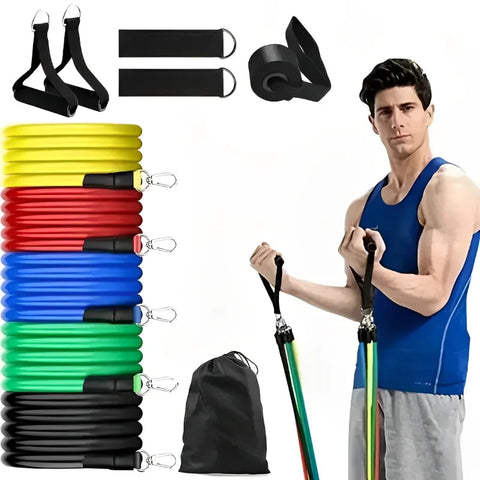 11pcs/Set Pull Rope Resistance Bands Portable Fitness Equipment Ankle Strap Chest Expander Elastic Exercise Band Zen fit plus
