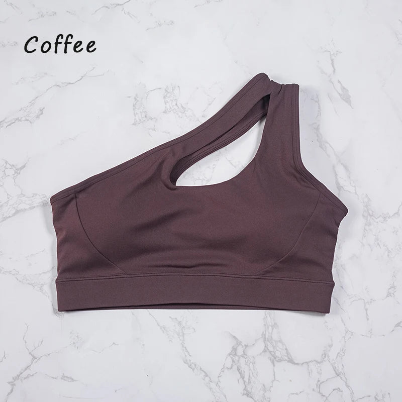 QINACTIVE Women'  sexy One Shoulder Sports Bras Yoga Top Vest Quick-drying Yoga Gym Running Fitness Underwear Zen Fit Plus