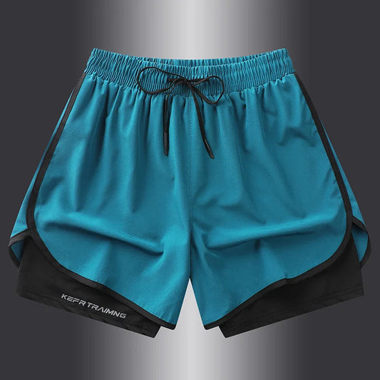 Fake two pieces of summer sports shorts, men's and women's quick drying three point running training itness lining American b Zen fit plus