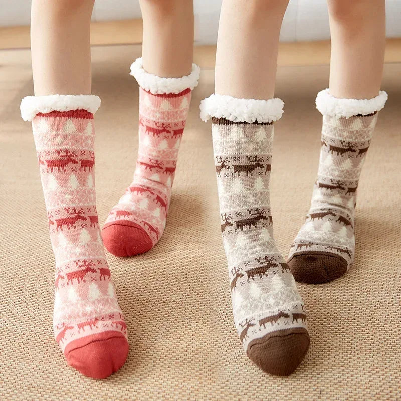Winter Warm Socks Women penguin Plush Soft Female Non Grip Floor Slippers Short Sock Fuzzy Fluffy Deer Elk Bear Christmas Gift - Zen Fit Plus