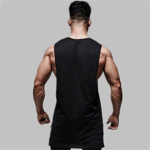 Mens Casual Gym Tank Top Summer Fitness Clothing Cotton Workout Sports Sleeveless Shirt Male Extend Long Singlet Hip Hop Vest Zen fit plus