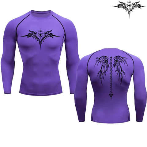 Casual Anime Print Running Compression T-Shirt Men's Quick-Drying Fitness Sportswear Gym Sports Long Sleeve Breathable Top S-3XL Zen fit plus