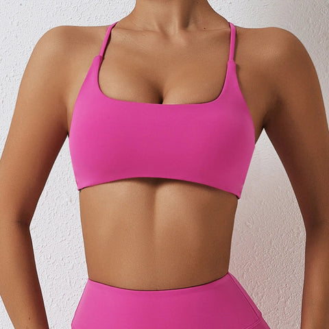 NCLAGEN Ladies Sports Bra Sexy Criss Cross Straps Back High Support Impact Yoga Underwear Running Fitness Gym Padded Bralette Zen fit plus