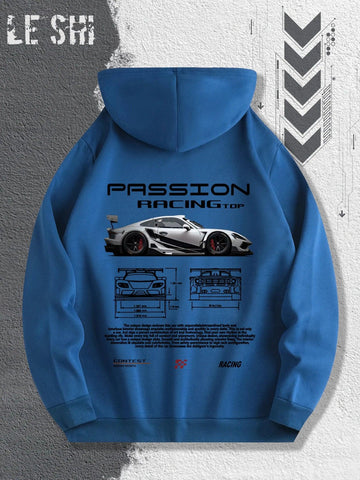 Men'S Passionate Racing Graphic Hoodie Featuring Race Cars and Sports Car Illustrations, Perfect for Everyday Wear - Zen Fit Plus