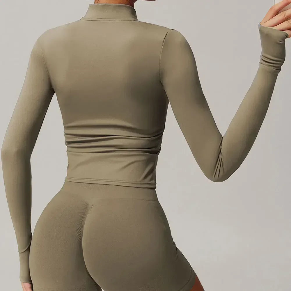 Zipper Women's Jackets New in Tight Running Sports Tops Breathable Nude Fitness Training Quick-drying Long-sleeved Yoga Clothes Zen fit plus