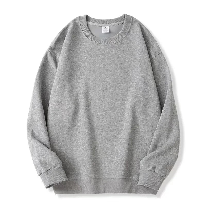 Thickened Fleece Cotton Hoodie Unisex Oversized round Neck Solid Color Couple's Sweatshirt Versatile Autumn Winter New Arrival Zen Fit Plus
