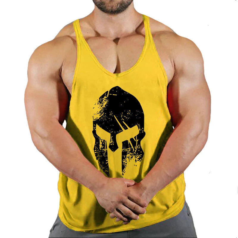 Men's solid color fitness trend print pattern loose thin belt vest breathable and comfortable sleeveless basketball vest Zen fit plus