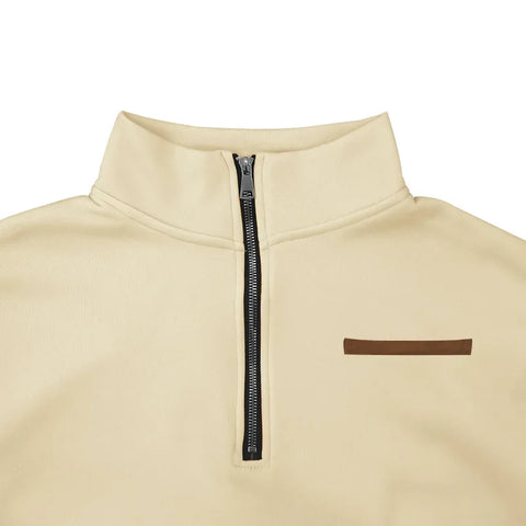 American autumn and winter heavy fleece long-sleeved men's sweater half zipper loose stand-up collar pullover men's sweater - Zen Fit Plus