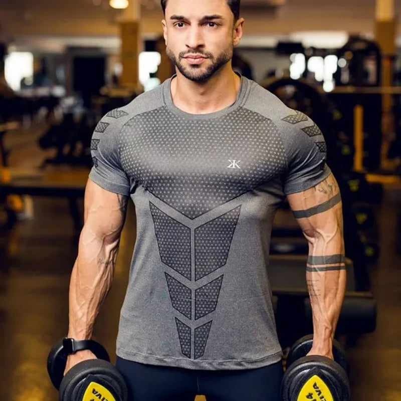 2024 Men Running Sports T-shirt Training Quick Dry Tight Short Sleeves Shirt Bodybuilding compress Fitness Tee Tops men Clothing Zen fit plus