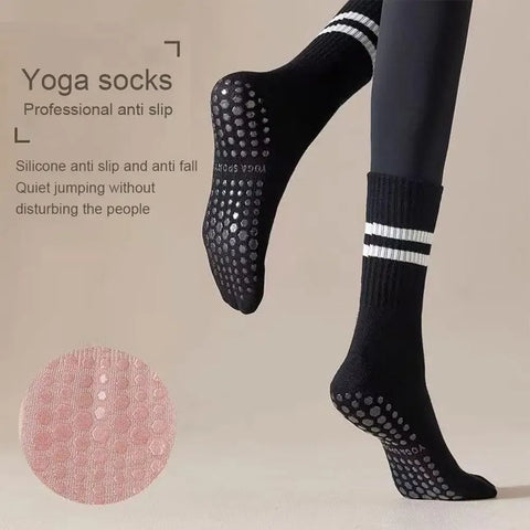 8 Colors Sports Socks Cotton Mid-tube Bottom Professional Non-slip Silicone Indoor Fitness Socks Gym Dance Pilates Yoga Socks - Zen Fit Plus