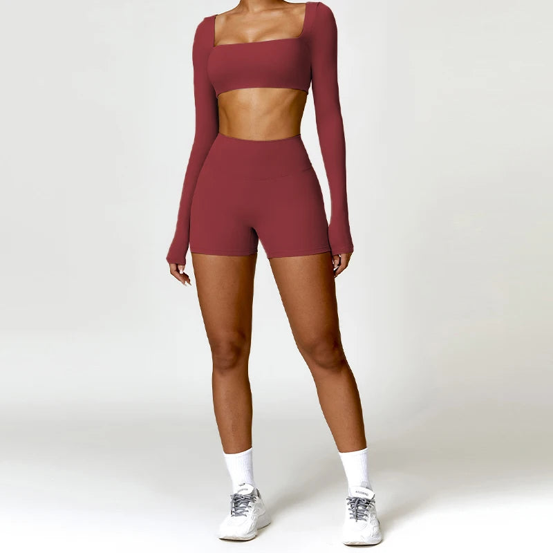 2PCS Yoga Suit Sports Set Women Quick-Drying Gym Set Women Tracksuit Running Workout Long Sleeve Sports Shirt Yoga Clothing Zen fit plus