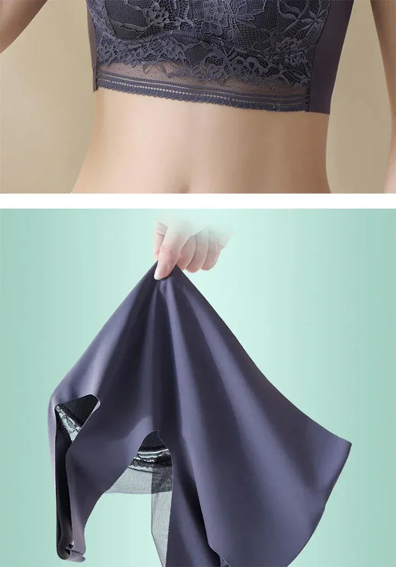 L-6L Women Large Bra Push Up Ice Silk Seamless upper Bralette Lace Wireless Summer Bras Plus Size Top Lingerie Underwear 15019 - Zen Fit Plus