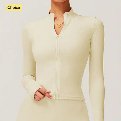 Zipper Women's Jackets New in Tight Running Sports Tops Breathable Nude Fitness Training Quick-drying Long-sleeved Yoga Clothes Zen fit plus
