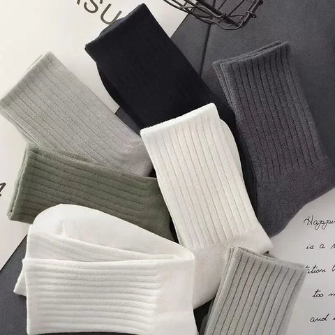 1/5 Pairs Thicken Cotton Men's Socks Solid Bottom Long Socks Black White Sport Socks Male Casual Harajuku Casual Basketball Sox Zen fit plus