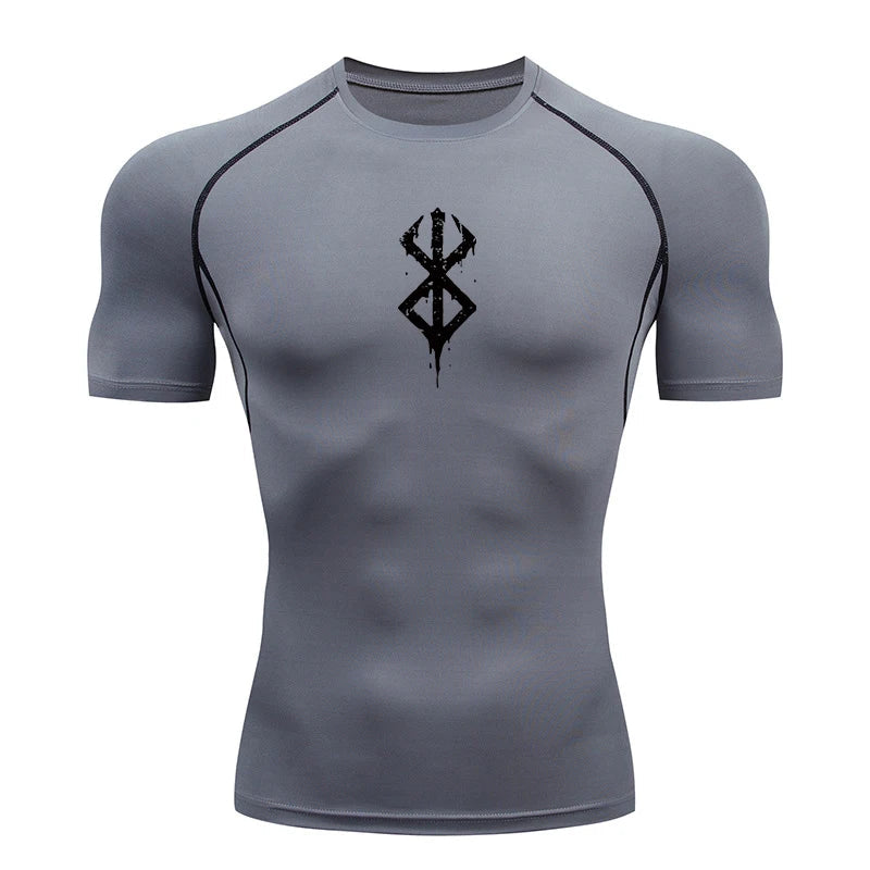 Men's Print Compression Shirts Summer Short Sleeve Rash Guard Gym Workout T-shirt Athletic Quick Dry Baselayer Undershirts Tops Zen fit plus
