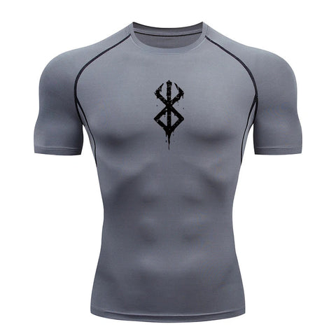 Men's Print Compression Shirts Summer Short Sleeve Rash Guard Gym Workout T-shirt Athletic Quick Dry Baselayer Undershirts Tops Zen fit plus