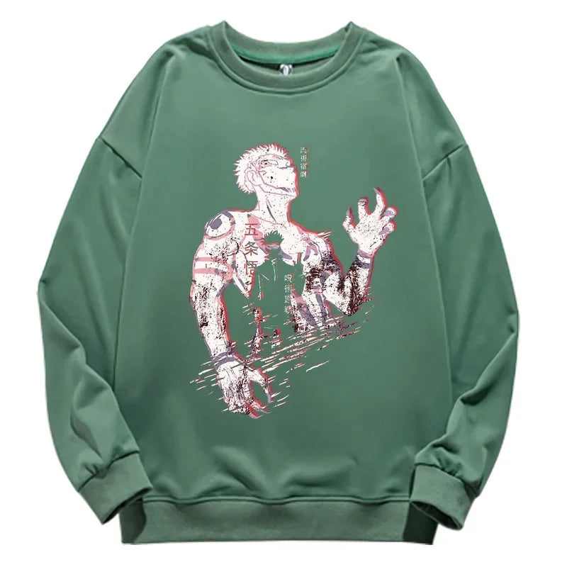 Jujutsu Kaisen Anime round Neck Long Sleeve Sweatshirt Unisex Cotton Printed T-Shirt Virtual Two-Dimensional Cultural Apparel Zen Fit Plus
