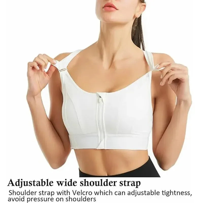 Sports Bras For Women Front Zipper Adjustable Strap Shockproof Elastic Fitness Athletic Brassiere Slim Yoga Crop Top - Zen Fit Plus