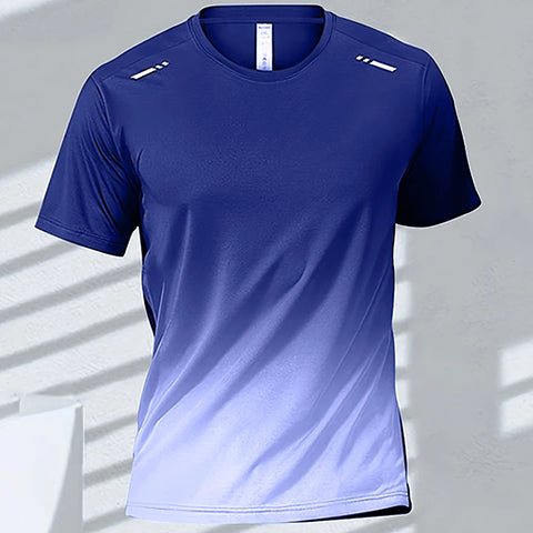 Men's T-Shirts Sports Fitness Sportswear Quick-Drying Gradient Short Sleeve Tops Outdoor Basketball Training Running Men Clothes Zen fit plus