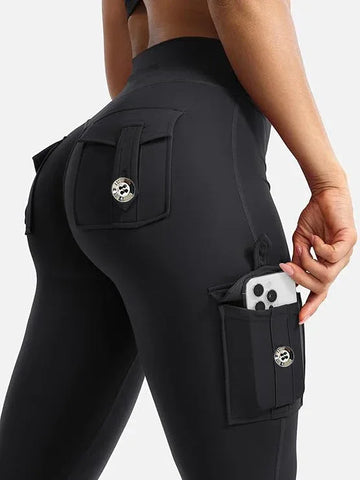 Essential Women's Fitness Pants: High-Waisted Flared Workout Pants with Pockets, Shaping and Tummy-Control Fitness Pants. - Zen Fit Plus