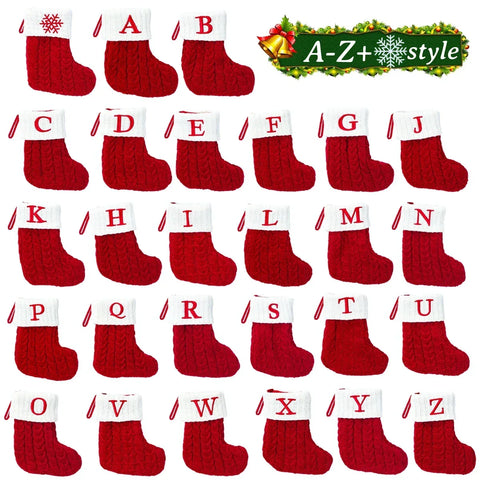 Christmas Socks Knitting Snowflake Letter Stocking Christmas Decoration 2025 For Home Xmas Tree Ornament Gift Navidad Natal 2026 - Zen Fit Plus