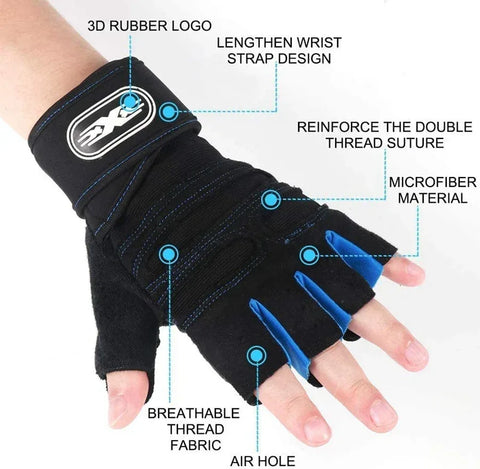 Workout Gloves for Men Women Half Finger Glove with Wrist Wrap for Sport Weight Lifting Training Bicycle Motorcyclist Gym Glove - Zen Fit Plus