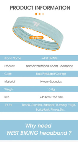 WEST BIKING Sports Headband Anti-slip Sweat Absorbing Elastic Sweatband Quick Dry Men Women Running Fitness Gym Cycling Headwear - Zen Fit Plus