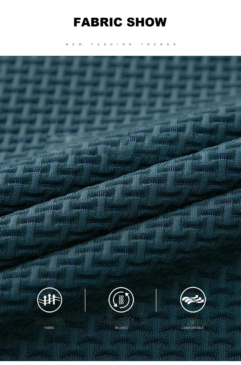 Summer New Men's Lop-up Hollow Short-sleeved Polo Tee Shirt Ice Silk Breathable Business Fashion T-Shirt Male Brand Clothes - Zen Fit Plus