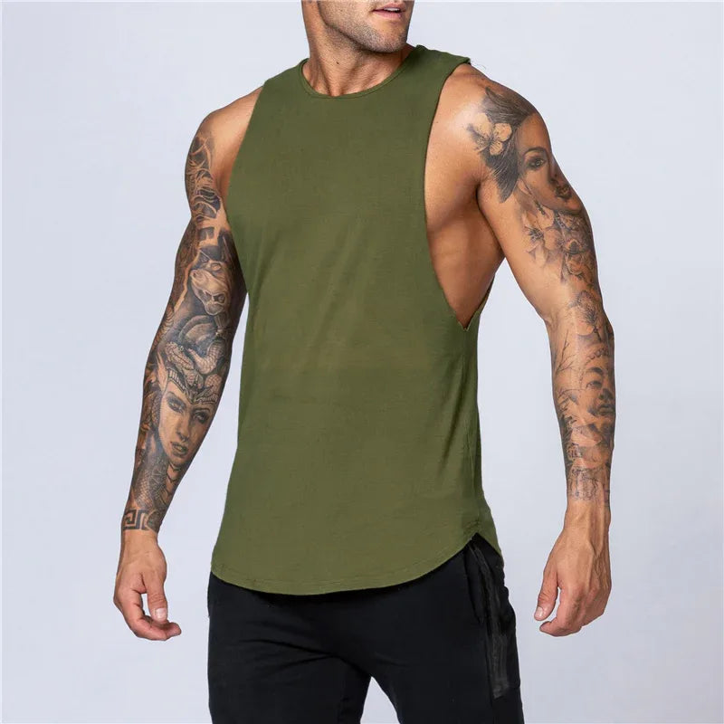 Men's Gym Clothing Summer Fitness Cotton Tank Top Men Jogging Bodybuilding Sleeveless Shirt Breathable O-Neck Casual Muscle Vest - Zen Fit Plus