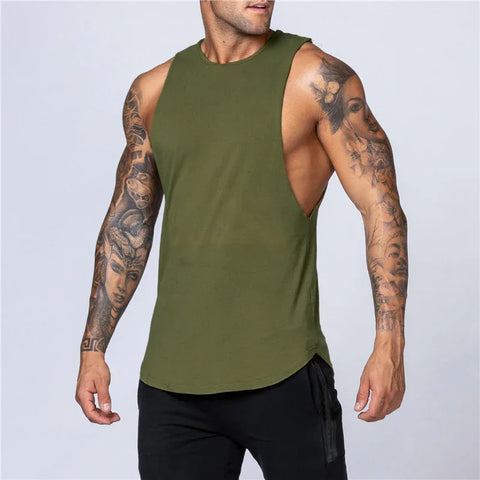 Men's Gym Clothing Summer Fitness Cotton Tank Top Men Jogging Bodybuilding Sleeveless Shirt Breathable O-Neck Casual Muscle Vest - Zen Fit Plus