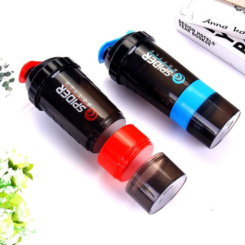 500ml Portable Protein Powder Shaker Bottle High Capacity Drinking Container with Powder Case Plastic Blender Sports Water Cup Zen fit plus