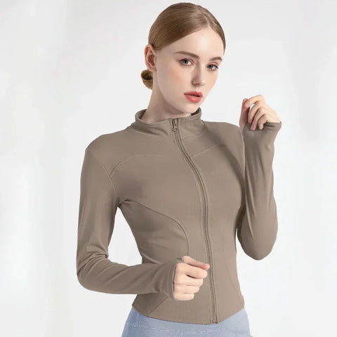 Women's Tracksuit Jacket Slim Fit Long Sleeved Fitness Coat Yoga Tops with Thumb Holes Gym Jacket Workout Sweatshirts 2024 S-3XL Zen fit plus