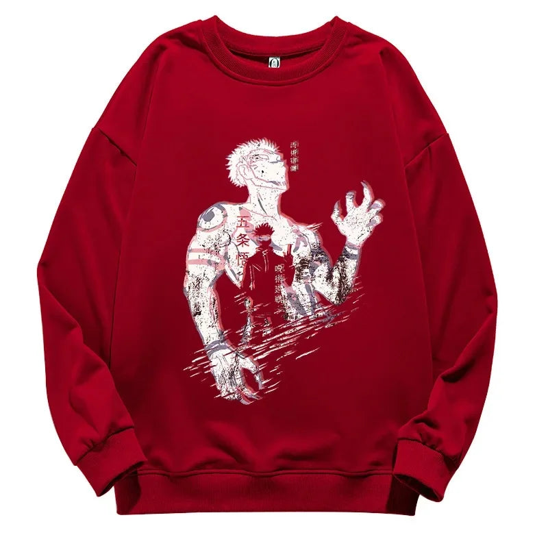 Jujutsu Kaisen Anime round Neck Long Sleeve Sweatshirt Unisex Cotton Printed T-Shirt Virtual Two-Dimensional Cultural Apparel Zen Fit Plus